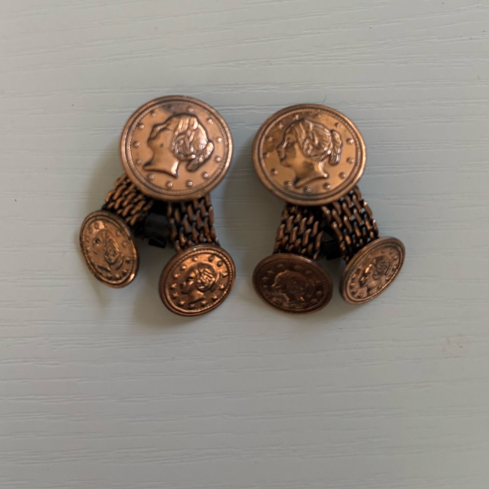 Vintage copper clip on earrings